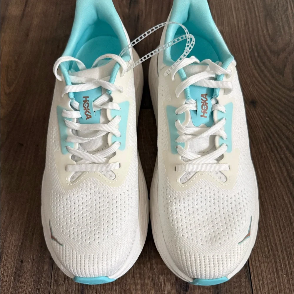 Hoka Women's White and Teal Athletic Shoes - Picture 2 of 8